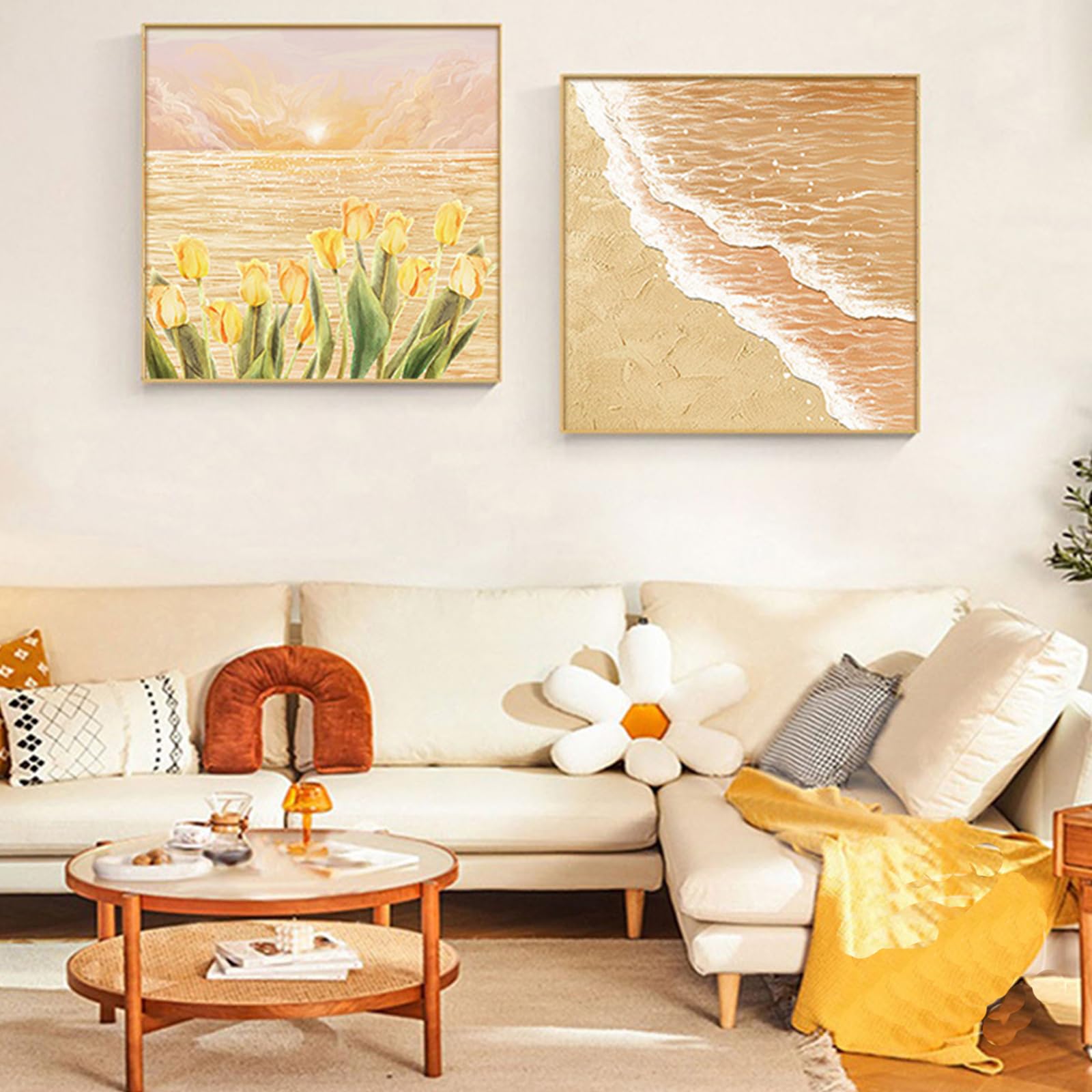 応接間の装飾ソファーの背景の壁レストランの抽象油絵の掛け絵